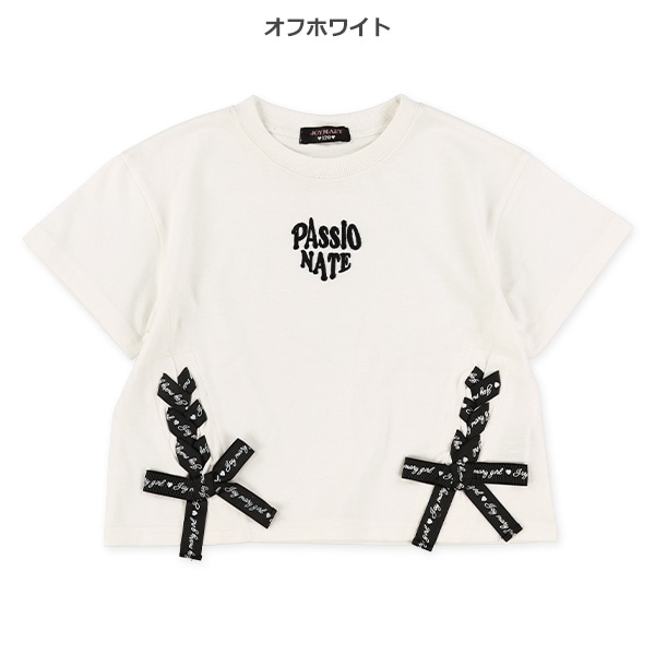 裾レースアップ半袖Tシャツ