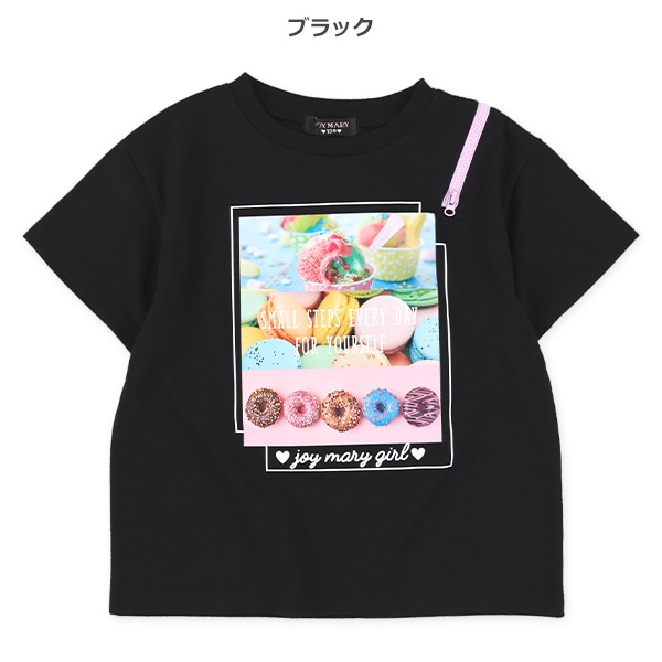 肩ファスナー半袖Tシャツ