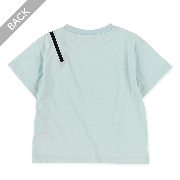 肩ファスナー半袖Tシャツ