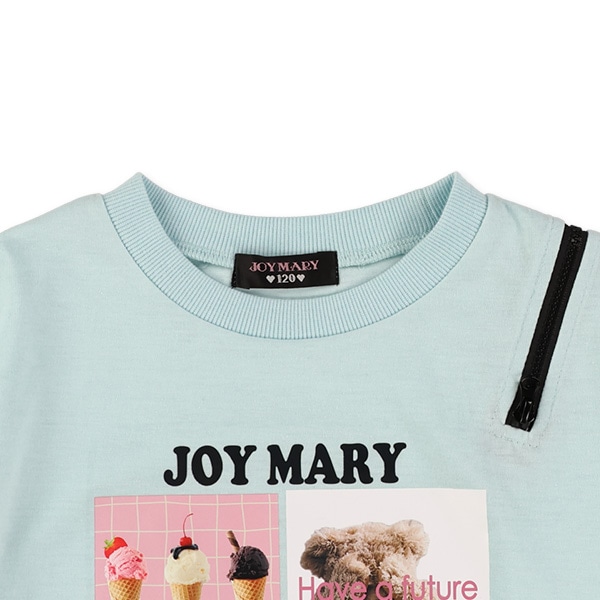 肩ファスナー半袖Tシャツ