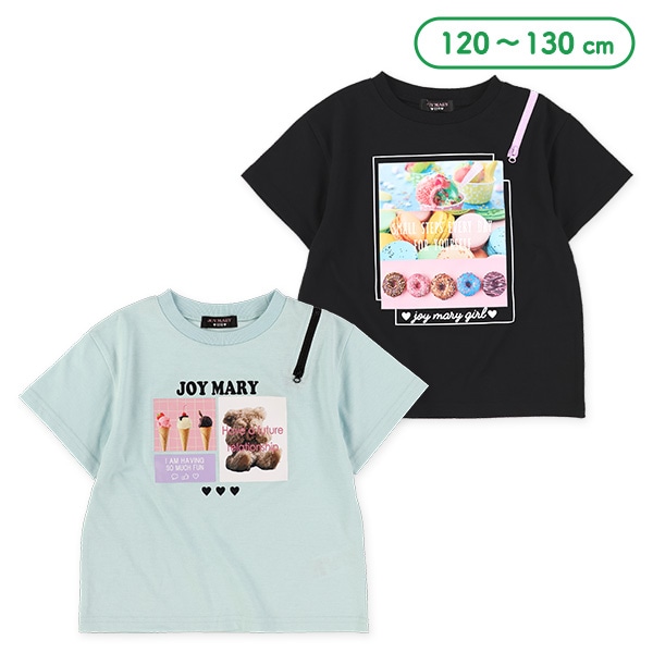 肩ファスナー半袖Tシャツ