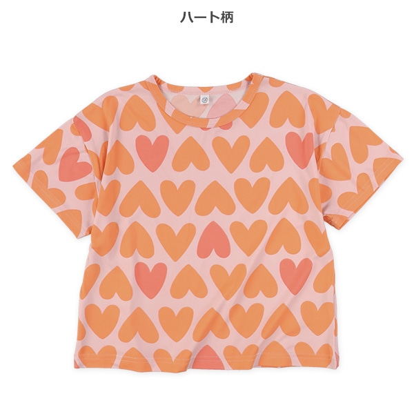 ストレッチ天竺ハート柄・花柄半袖Tシャツ