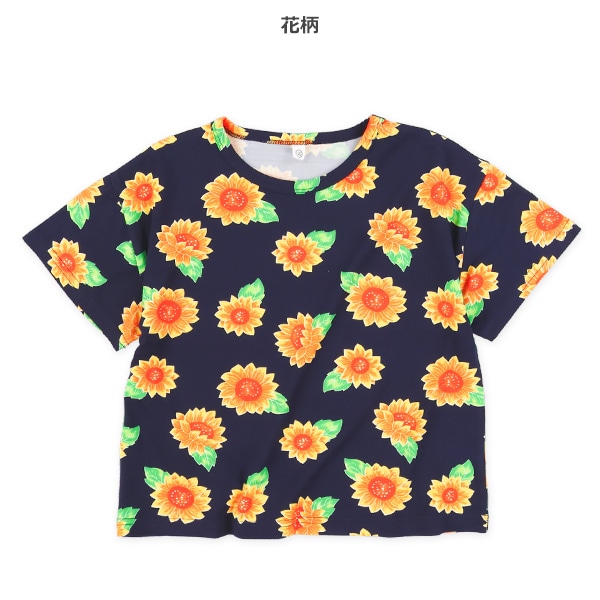 ストレッチ天竺ハート柄・花柄半袖Tシャツ