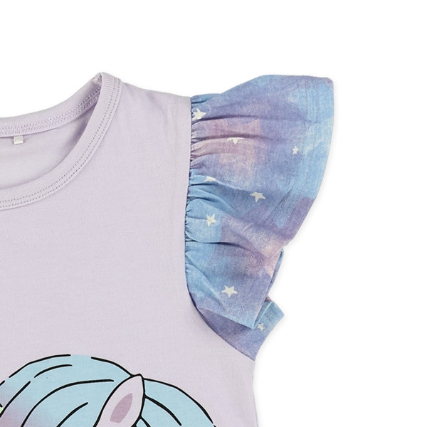 袖フリルユニコーンフレンチTシャツ
