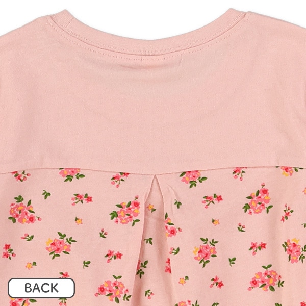 後ろ切り替え小花柄半袖Tシャツ