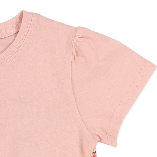 後ろ切り替え小花柄半袖Tシャツ