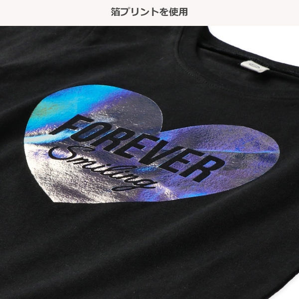 ハートロゴオーロラ箔半袖Tシャツ