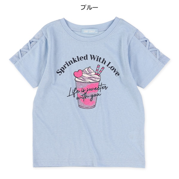 袖編み上げパフェ半袖Tシャツ