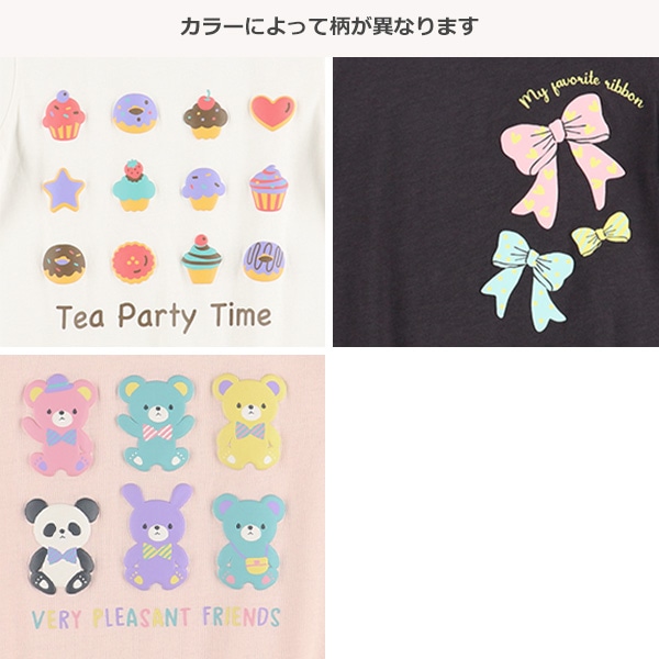 スイーツりぼんくま発泡半袖Tシャツ