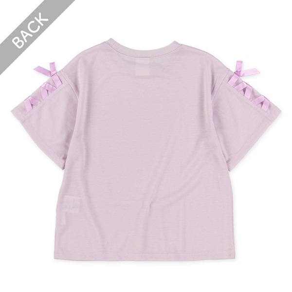 転写レースアップ半袖Tシャツ