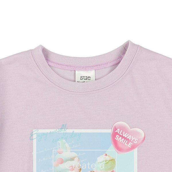 転写レースアップ半袖Tシャツ
