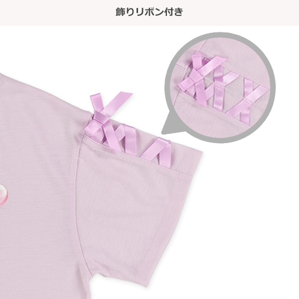 転写レースアップ半袖Tシャツ