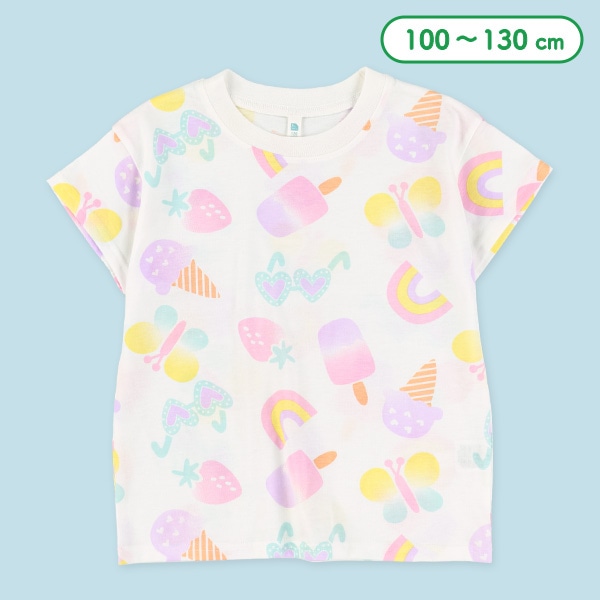 レインボー総柄半袖Tシャツ