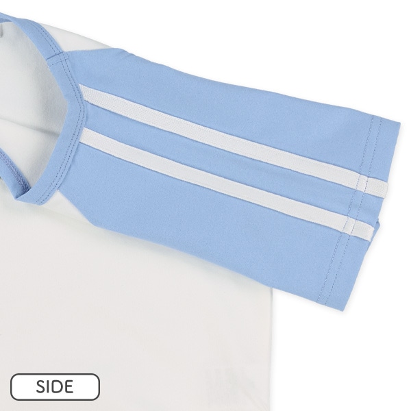 袖2本ライン立体プリントラグラン半袖Ｔシャツ