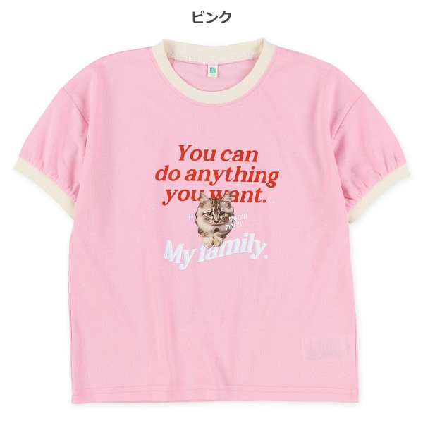ロゴねこ転写プリント半袖Tシャツ