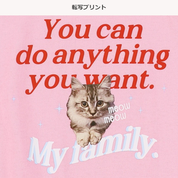 ロゴねこ転写プリント半袖Tシャツ