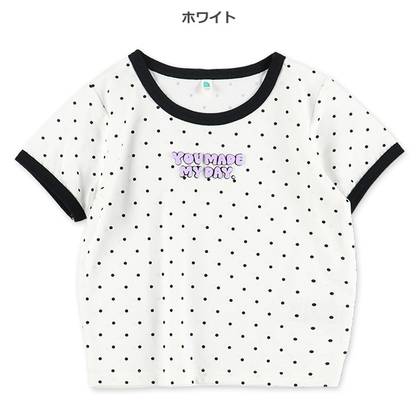 ドット総柄クロップド半袖Tシャツ