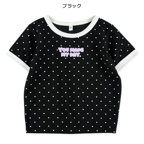 ドット総柄クロップド半袖Tシャツ