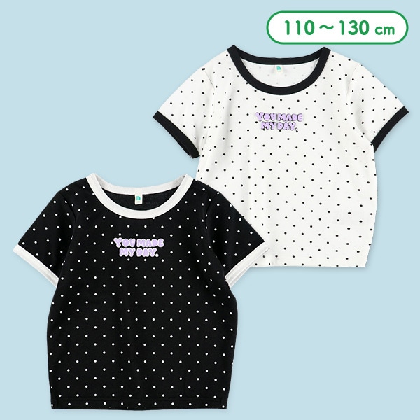 ドット総柄クロップド半袖Tシャツ