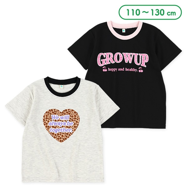 ヒョウ柄ロゴ・ハート半袖Tシャツ