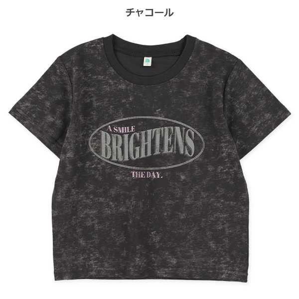 クロップド丈ピグメント風ロゴ半袖Tシャツ