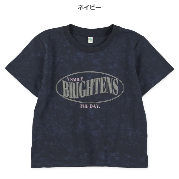 クロップド丈ピグメント風ロゴ半袖Tシャツ