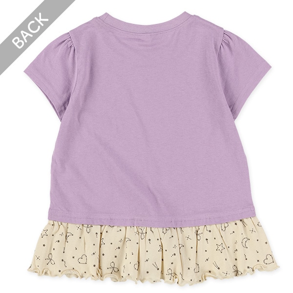 ワンポイント刺繍裾フリル半袖Tシャツ