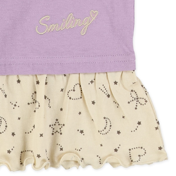 ワンポイント刺繍裾フリル半袖Tシャツ