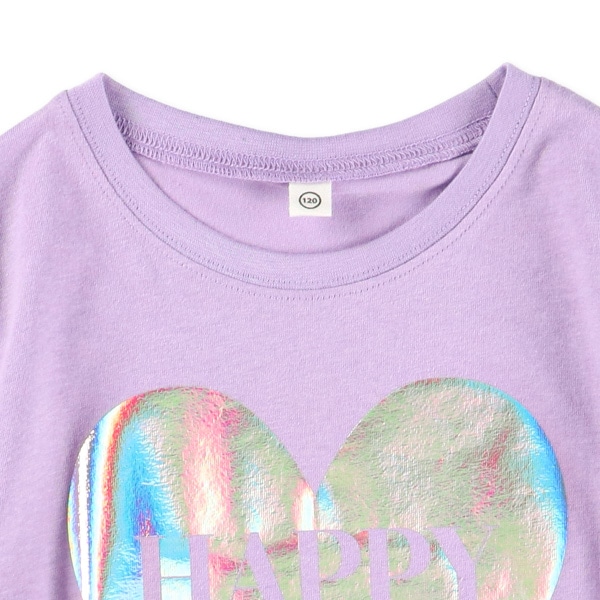 ハートロゴオーロラ箔プリント半袖Tシャツ