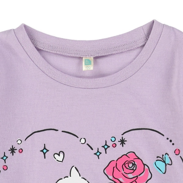 ねこ花ハート半袖Tシャツ