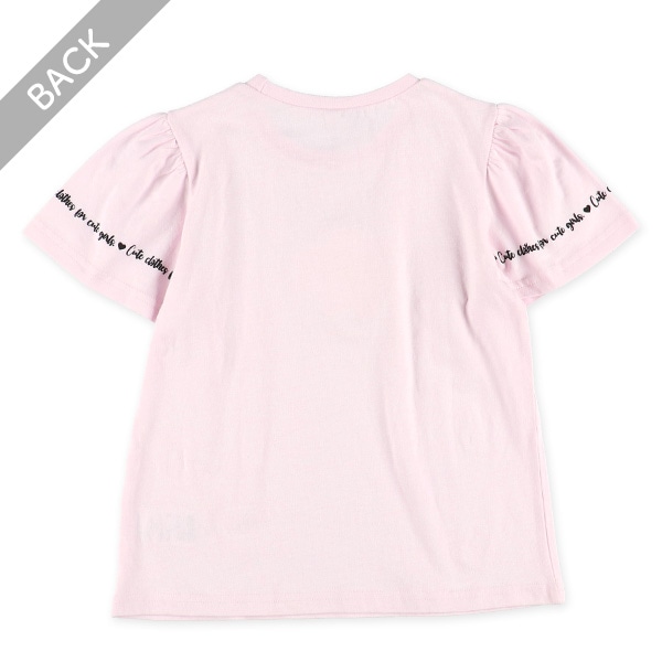 花ラメ発泡プリント袖ロゴ半袖Tシャツ