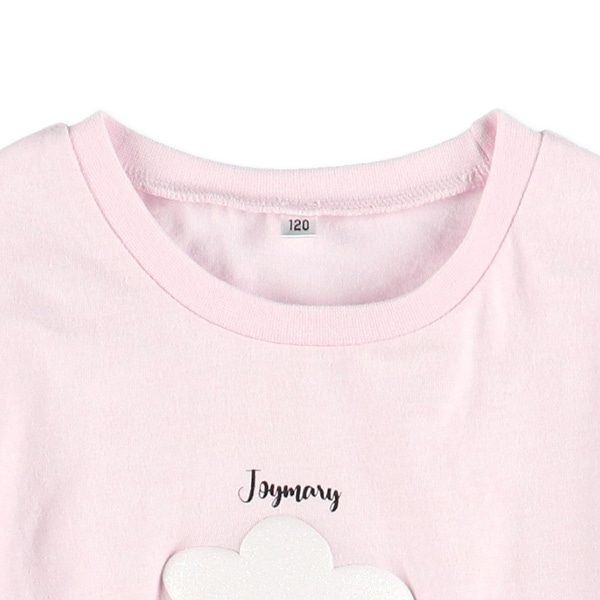 花ラメ発泡プリント袖ロゴ半袖Tシャツ
