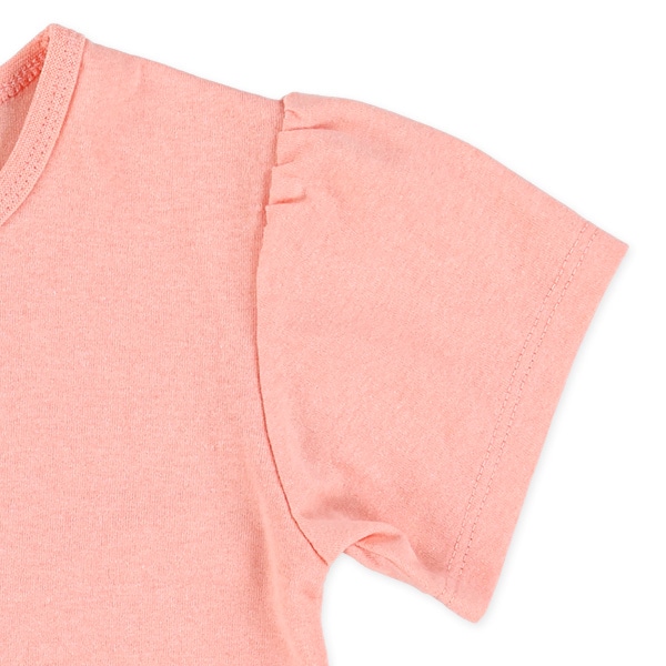 裾フリル花柄リボンラメプリント半袖Tシャツ