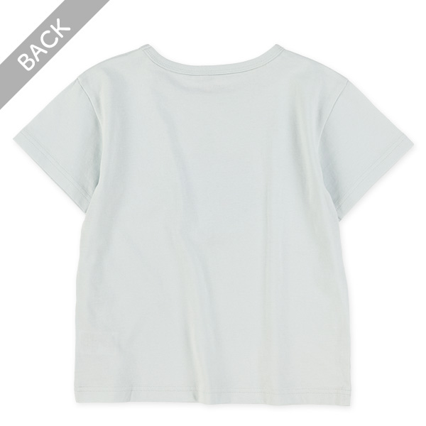 花束プリント飾りリボン付き半袖Tシャツ