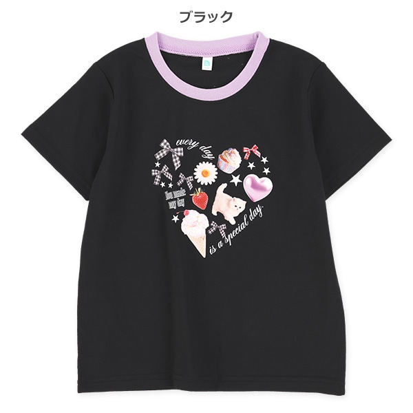 ハート転写プリント半袖Tシャツ