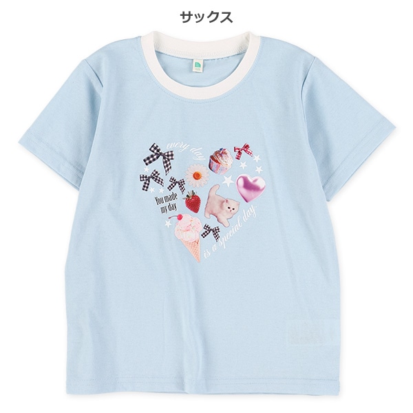 ハート転写プリント半袖Tシャツ