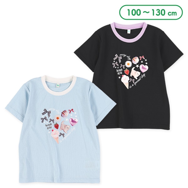 ハート転写プリント半袖Tシャツ