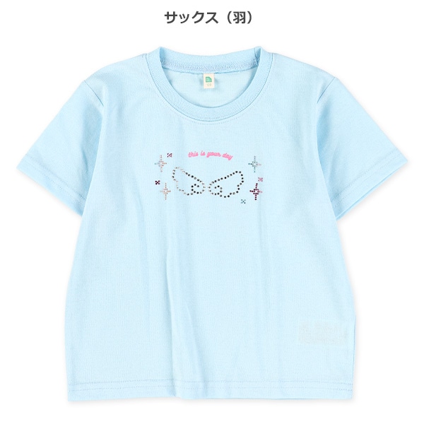 羽・チェリーラインストーン半袖Tシャツ