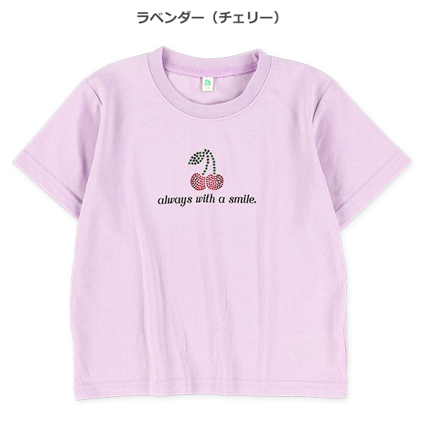 羽・チェリーラインストーン半袖Tシャツ