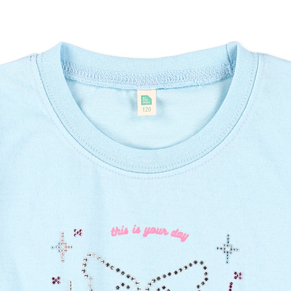 羽・チェリーラインストーン半袖Tシャツ