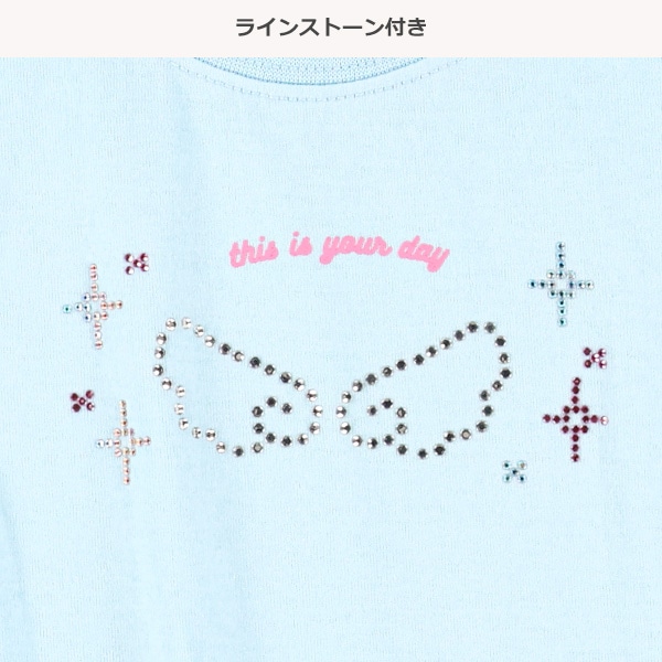 羽・チェリーラインストーン半袖Tシャツ