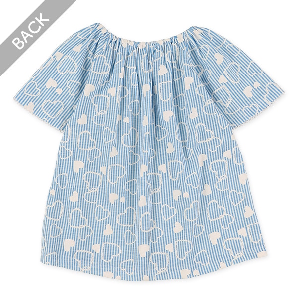 スラブ天竺リボンスモック半袖Tシャツ