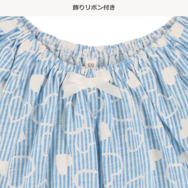 スラブ天竺リボンスモック半袖Tシャツ