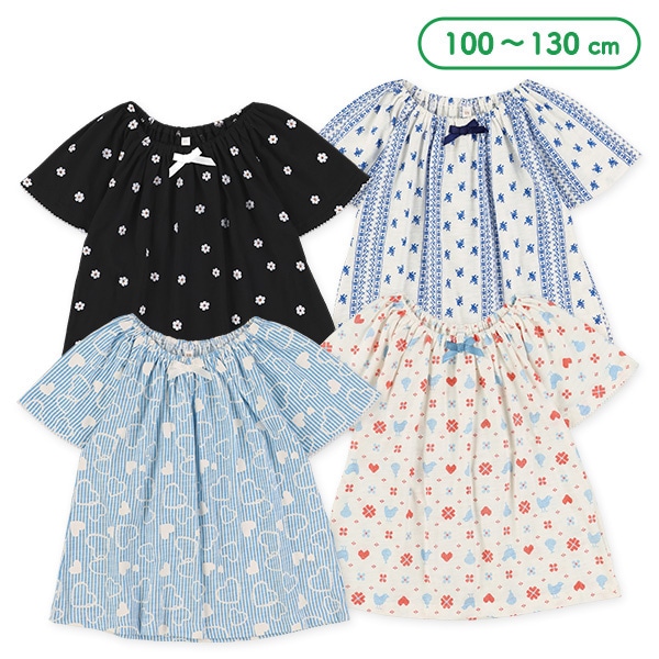 スラブ天竺リボンスモック半袖Tシャツ