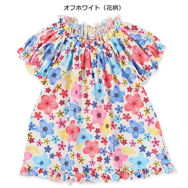 天竺総柄スモック半袖Tシャツ