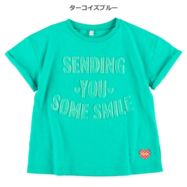 ラメ発泡プリントロゴ半袖Tシャツ