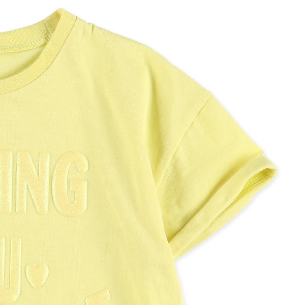 ラメ発泡プリントロゴ半袖Tシャツ