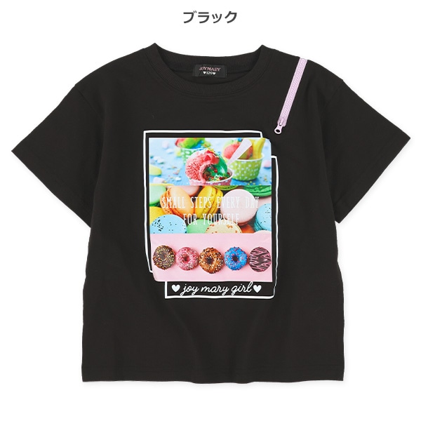 肩ファスナー半袖Tシャツ