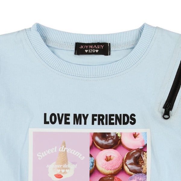 肩ファスナー半袖Tシャツ