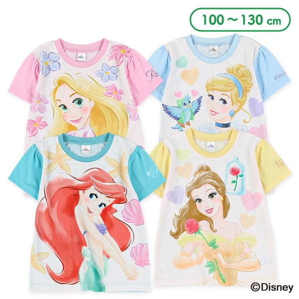 4柄コミック半袖Tシャツ（ディズニープリンセス）